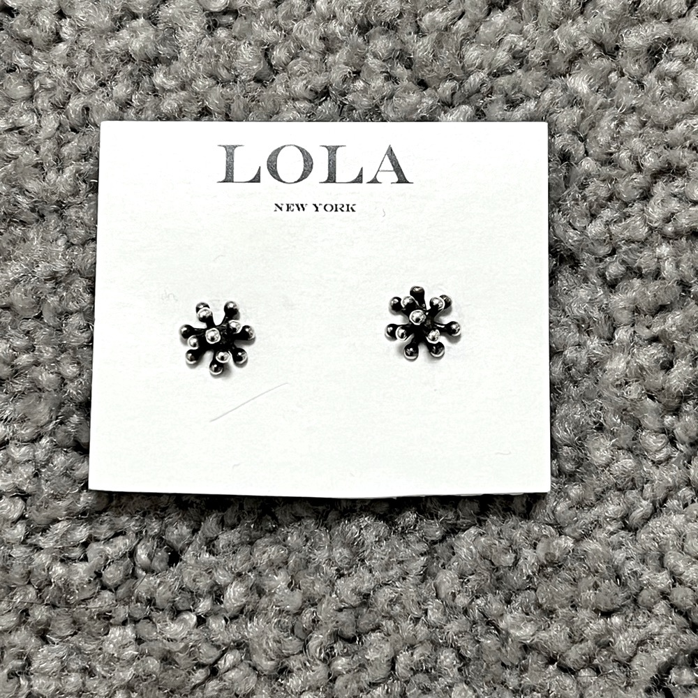 Spiny sea urchin stud earrings - oxidized sterling silver